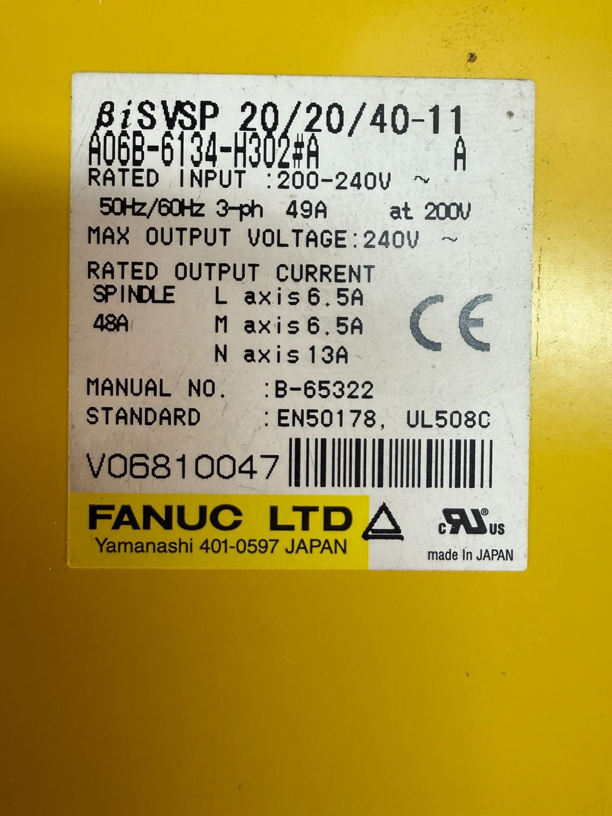Fanuc A06B-6134-H302#A Servo Amplifier                            (12.6.5)