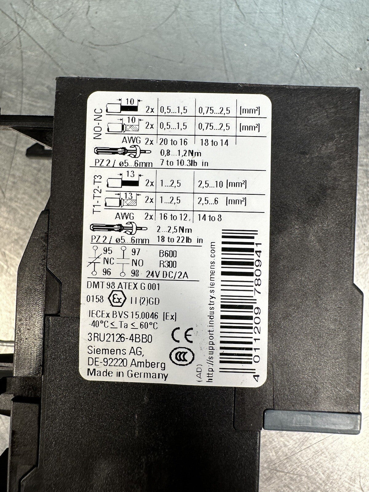 Siemens Sirius 3RU2126-4BB0 Thermal Overload Relay Module 3RU21264BB0(BIN-1.5.3)