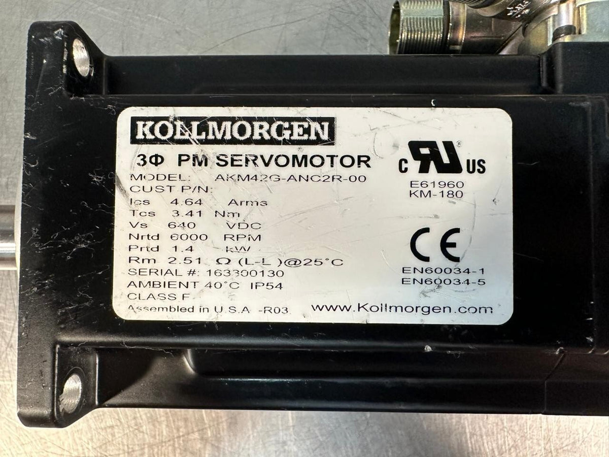 Kollmorgen AKM42G-ANC2R-00 Servo Motor Nrtd 6000RPM Vs 640VDC  (10.6.2)