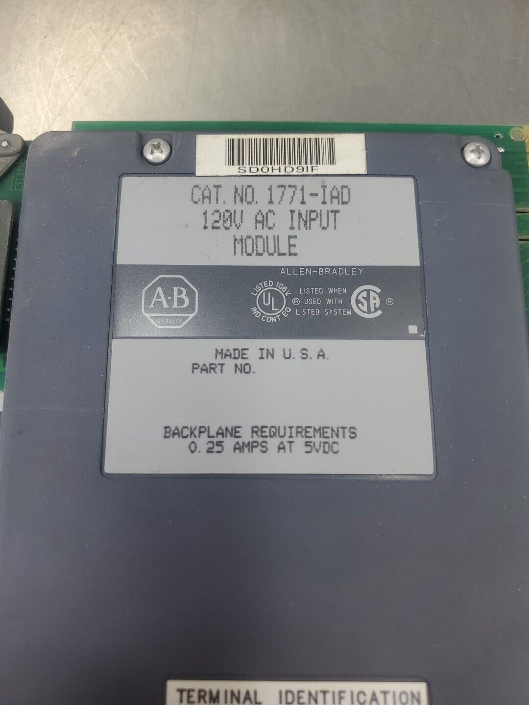 Allen Bradley 1771-IAD 120V AC Input Module.                               3D-41