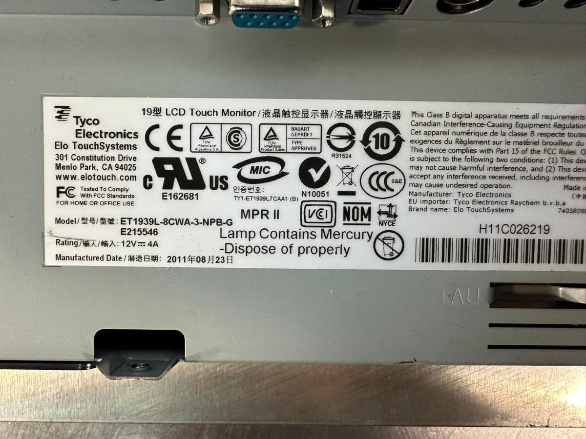 Elo Touch Systems, ET1939L-8CWA-3-NPB-G, 19" LCD Touch HMI        (5.6.3)