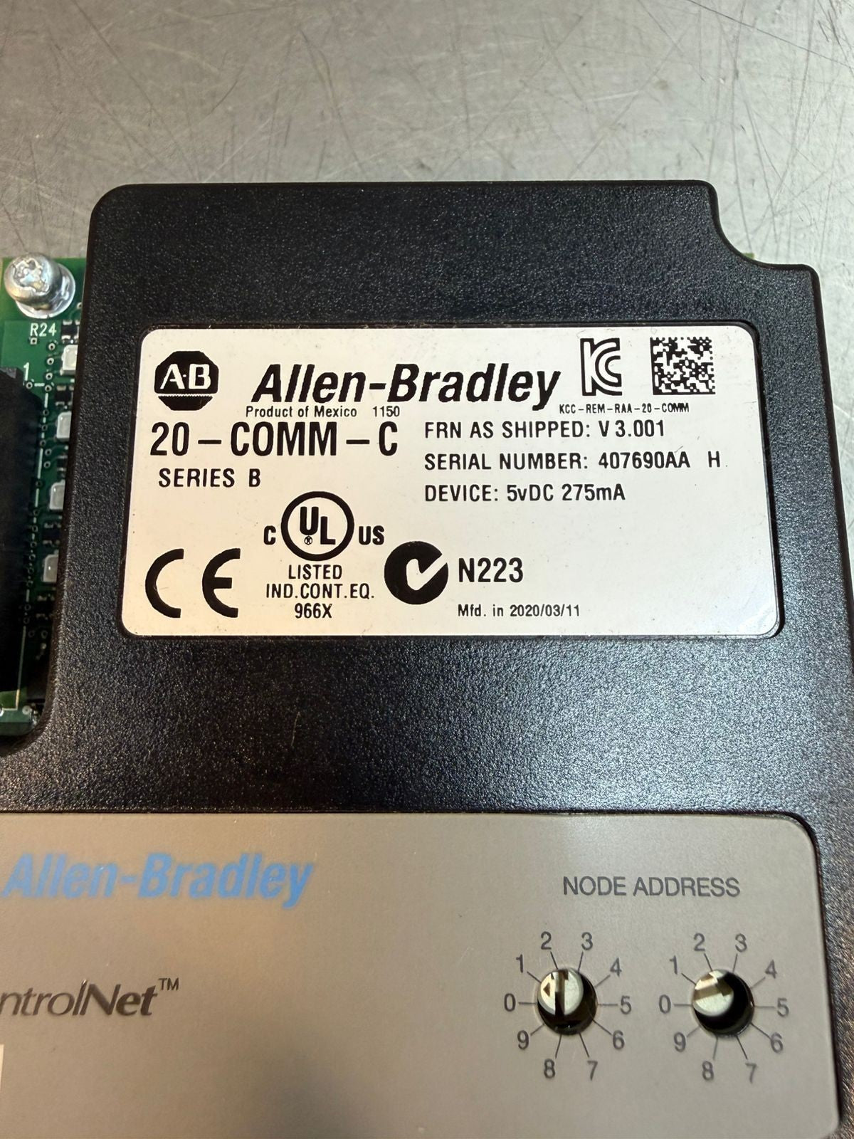 Allen Bradley 20-COMM-C /B ControlNet Adapter                      (9.3.4)