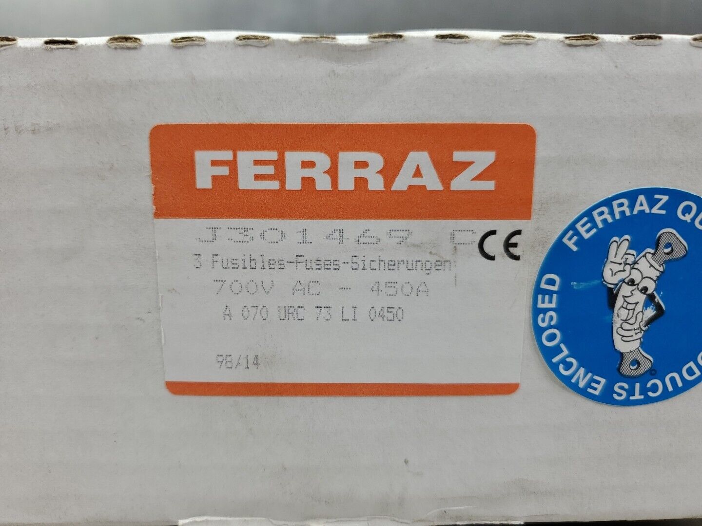 FERRAZ J301469/C PROTISTOR FUSE, 700VAC 450A, Lot of 2.                    4D-39