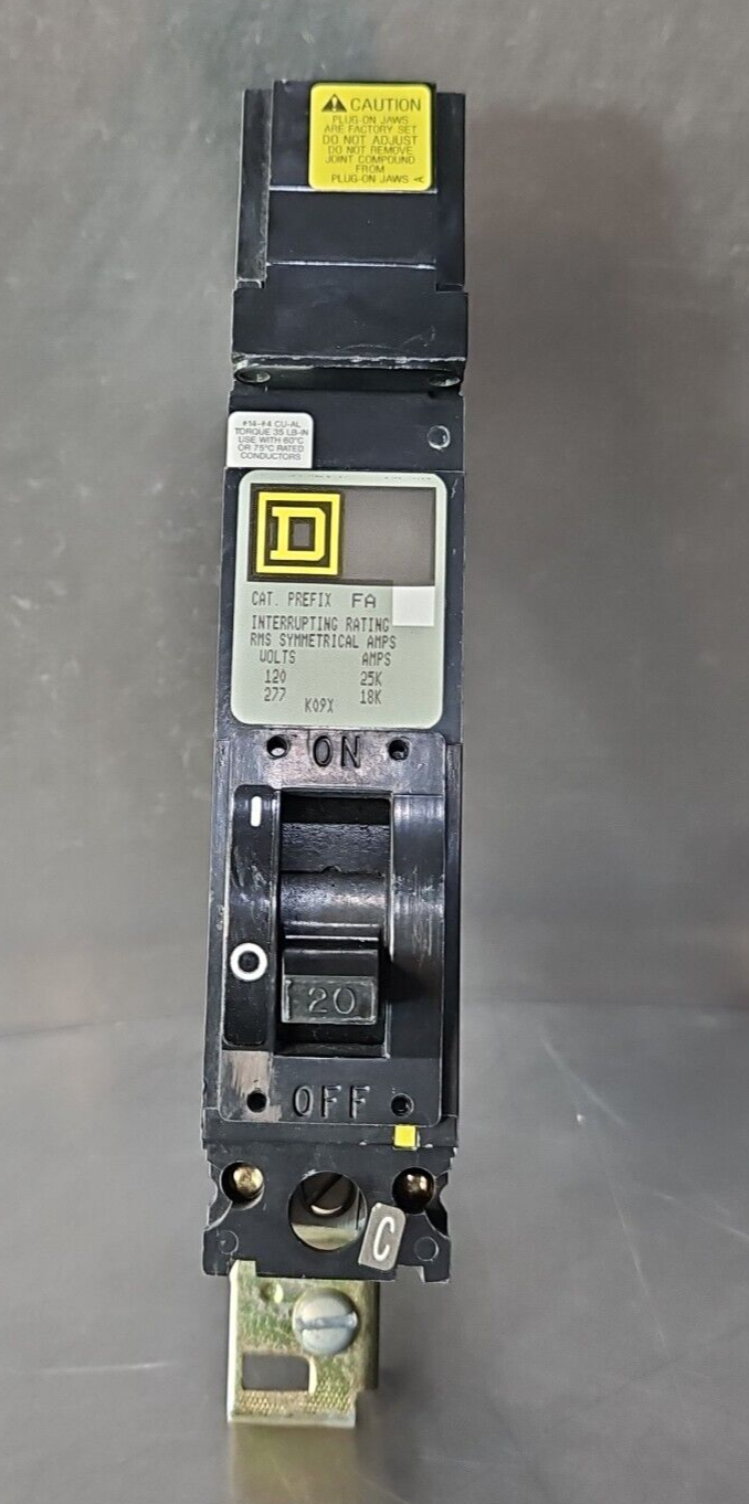 Square D FA14020C Type FA I-Line Circuit Breaker  20A 277VAC 1 Pole     (BIN435)