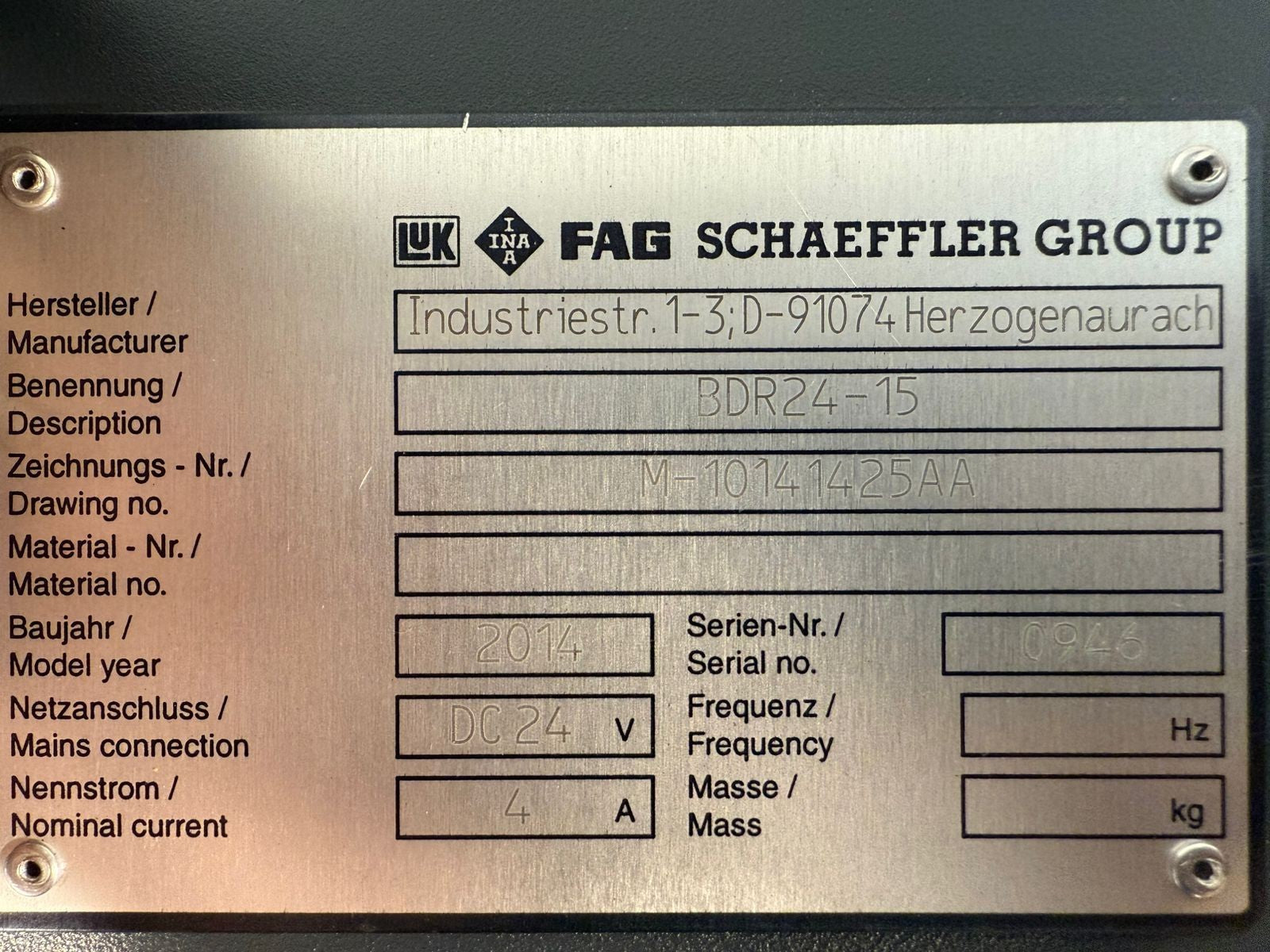 Fag Schaeffler Group BDR 24-15 / DC 24 V 4A                       (12.5.3)