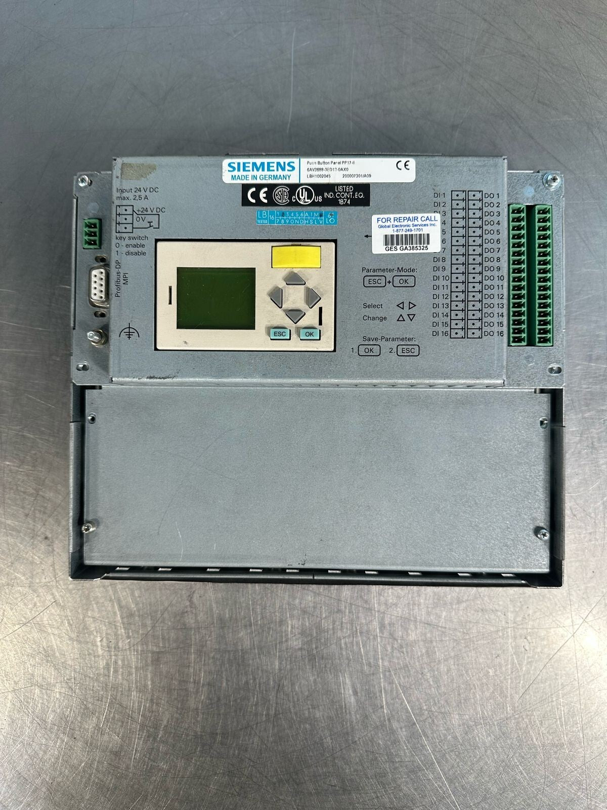 Siemens Simatic PP17-II PUSH BUTTON PANEL 6AV3688-3ED13-0AX0 24V.DC (7.4.4)