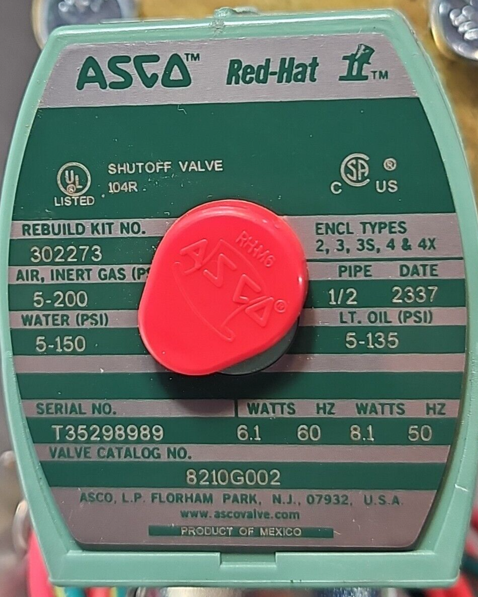 ASCO 8210G002 Solenoid Valve 5-150psi                                   (BIN434)