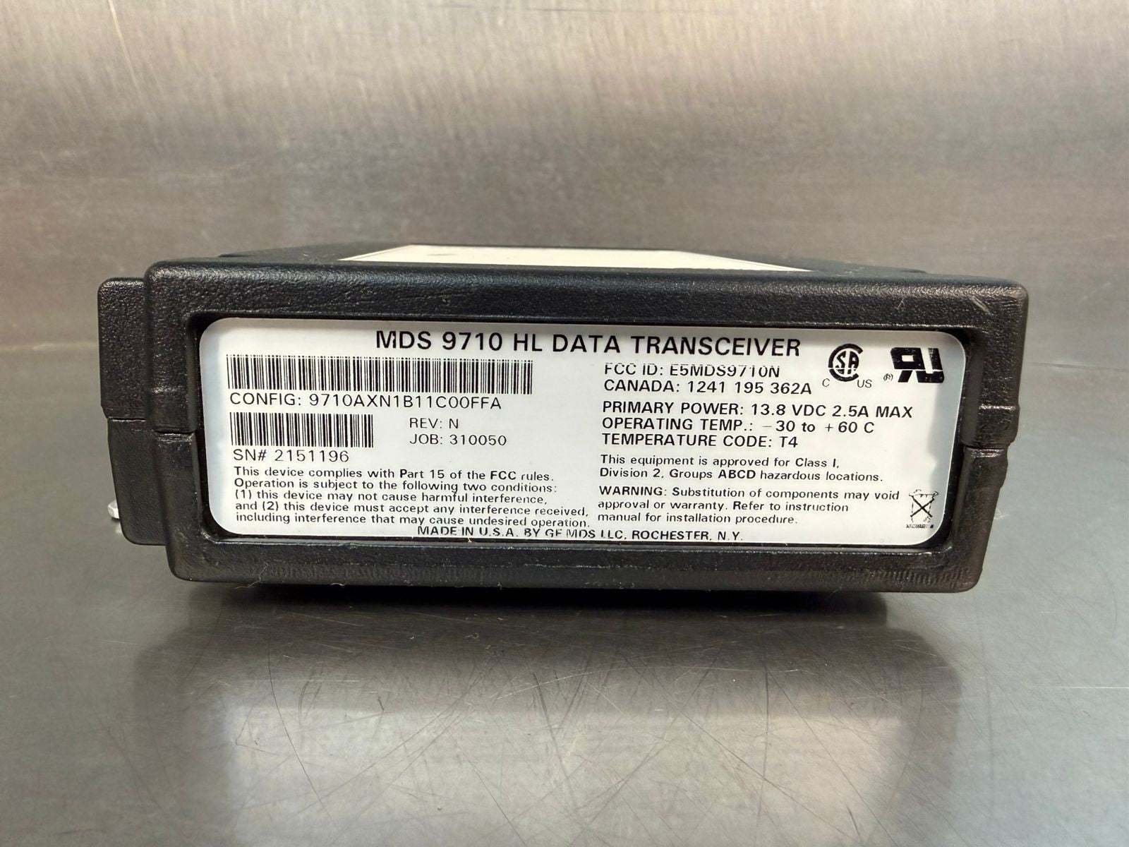 Mds 9710 HL  Data Transceiver 9710AXN1B11C00FFA Rev. N            (9.3.5)