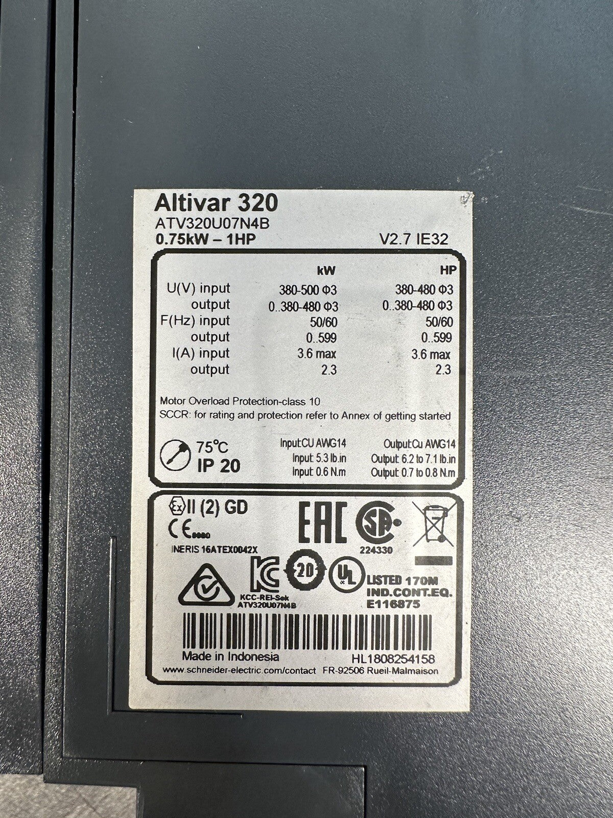 Schneider  electric ATV320U07N4B Drive (BIN-1.3.1)