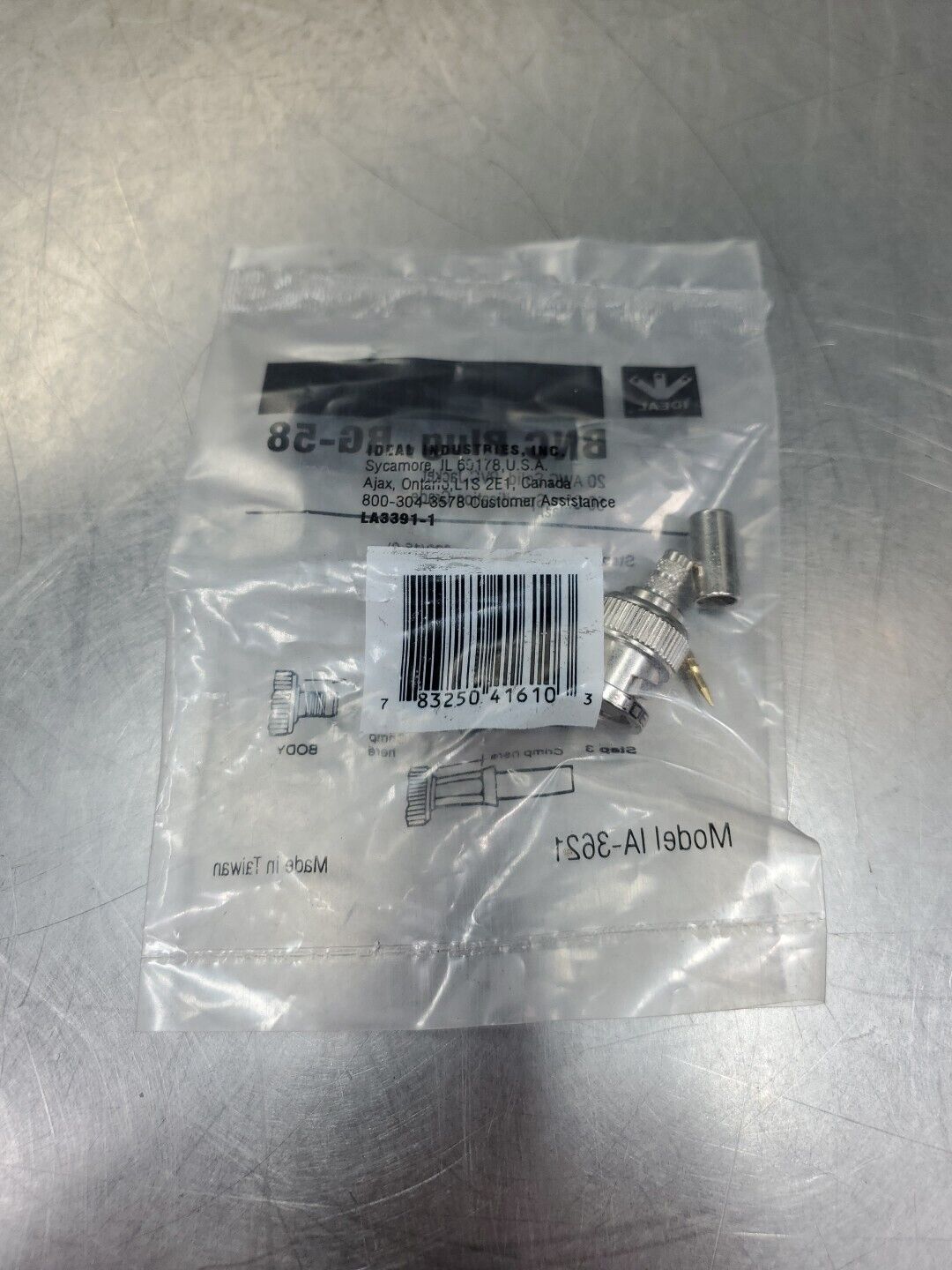 Ideal RG-58 BNC Plug, 20 AWG.                                              5E-16