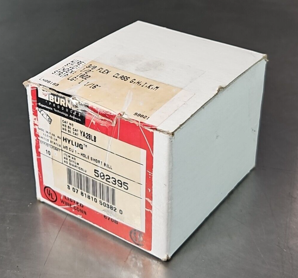 BURNDY YA28LB HYLUG 1-Hole Short Bell box with 10                        loc4A11