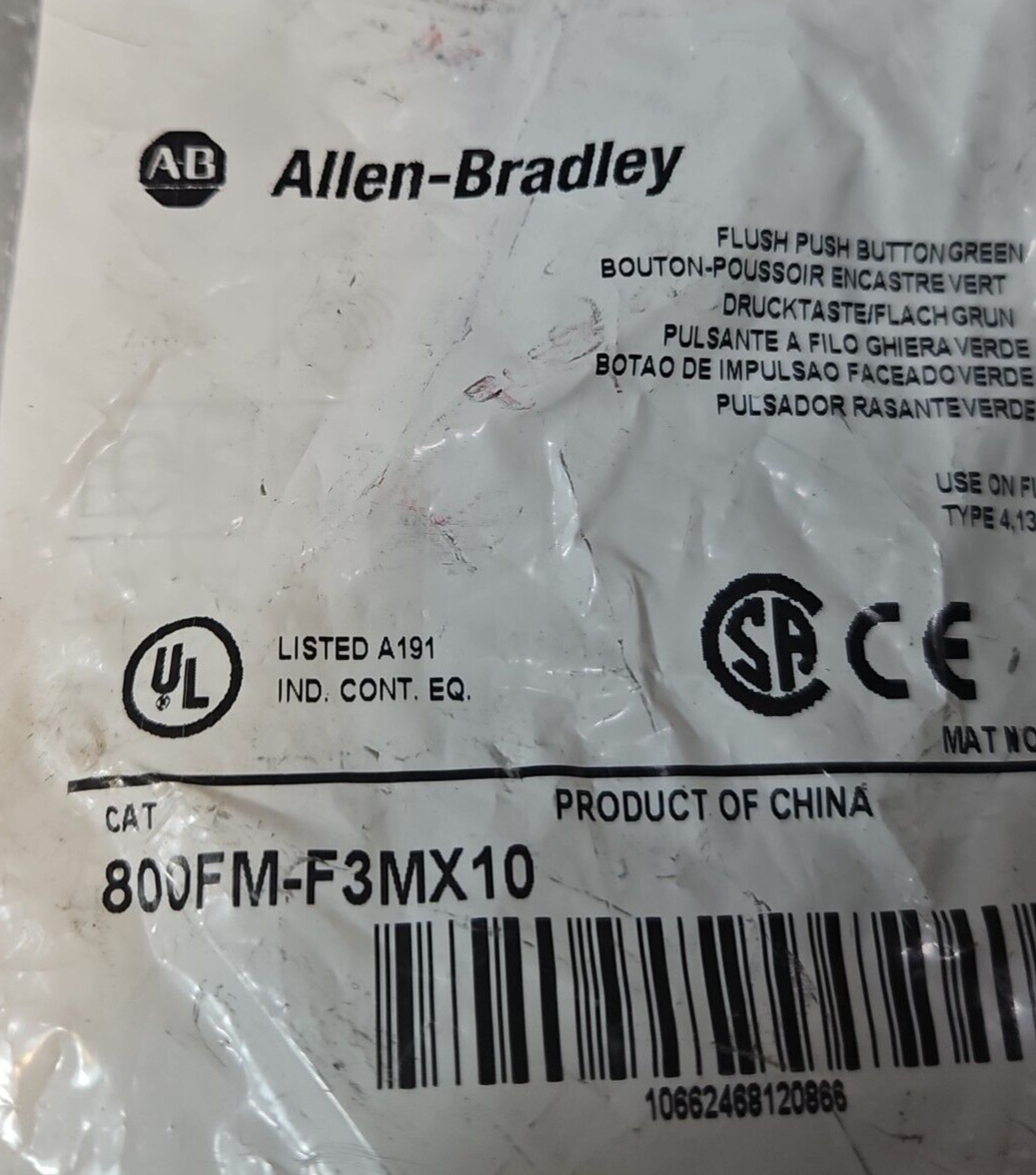 Allen Bradley 800FM-F3MX10 SerA Green Flush Non-Illuminated Push Button (BIN424)