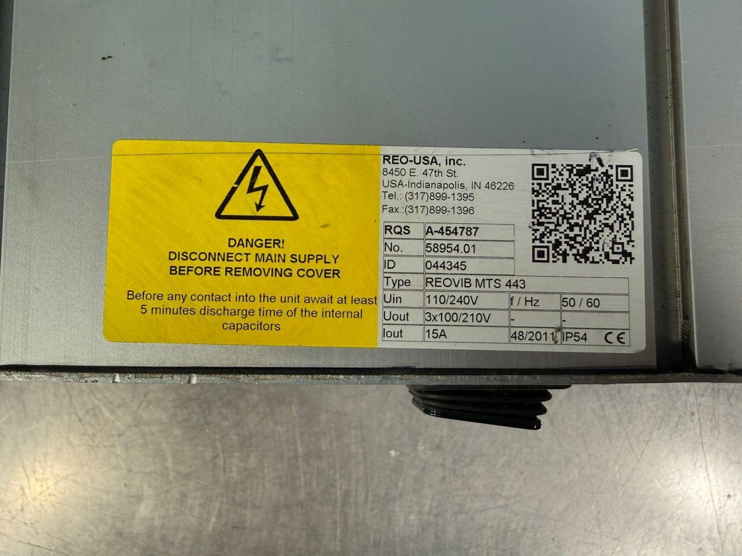Reo-Usa Reovib MTS 443 Controller MTS443 Rqs A-454787            (12.5.3)