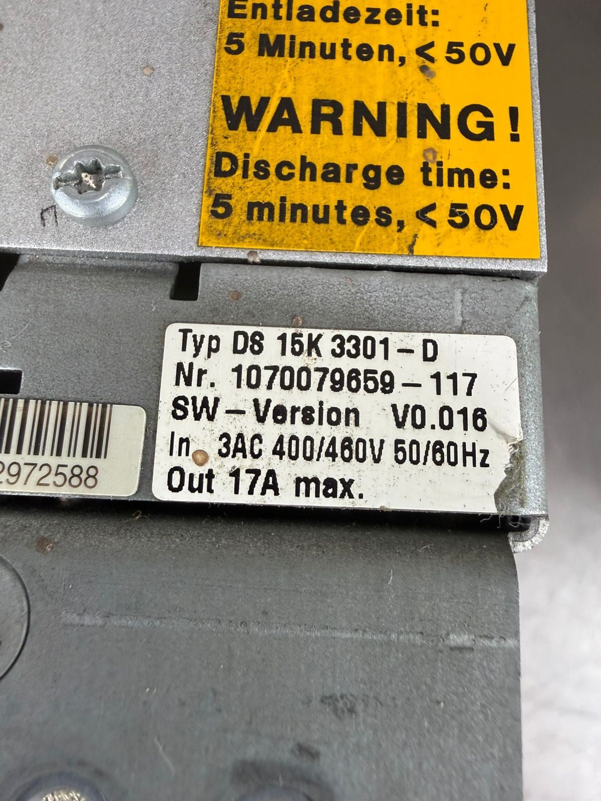 Bosch Rexroth DS-15K-3301-D Servo Drive 1070079659-117            (10.5.5)