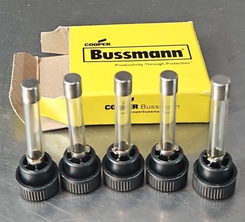 Bussmann GLR-2 Fuses — 300V 2 Amp Fuse, Pack Of 5 | One-Piece Knob Design For Panel Mounting