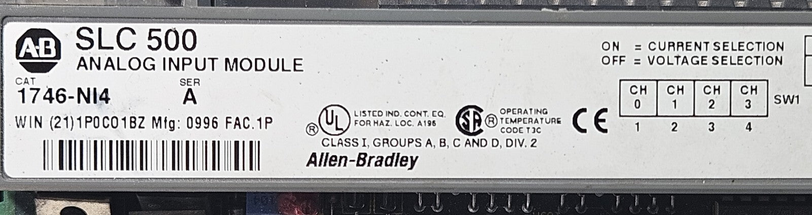 Allen Braley 1746-N14 Ser A SLC 500 Analog Input Module          (BIN741)