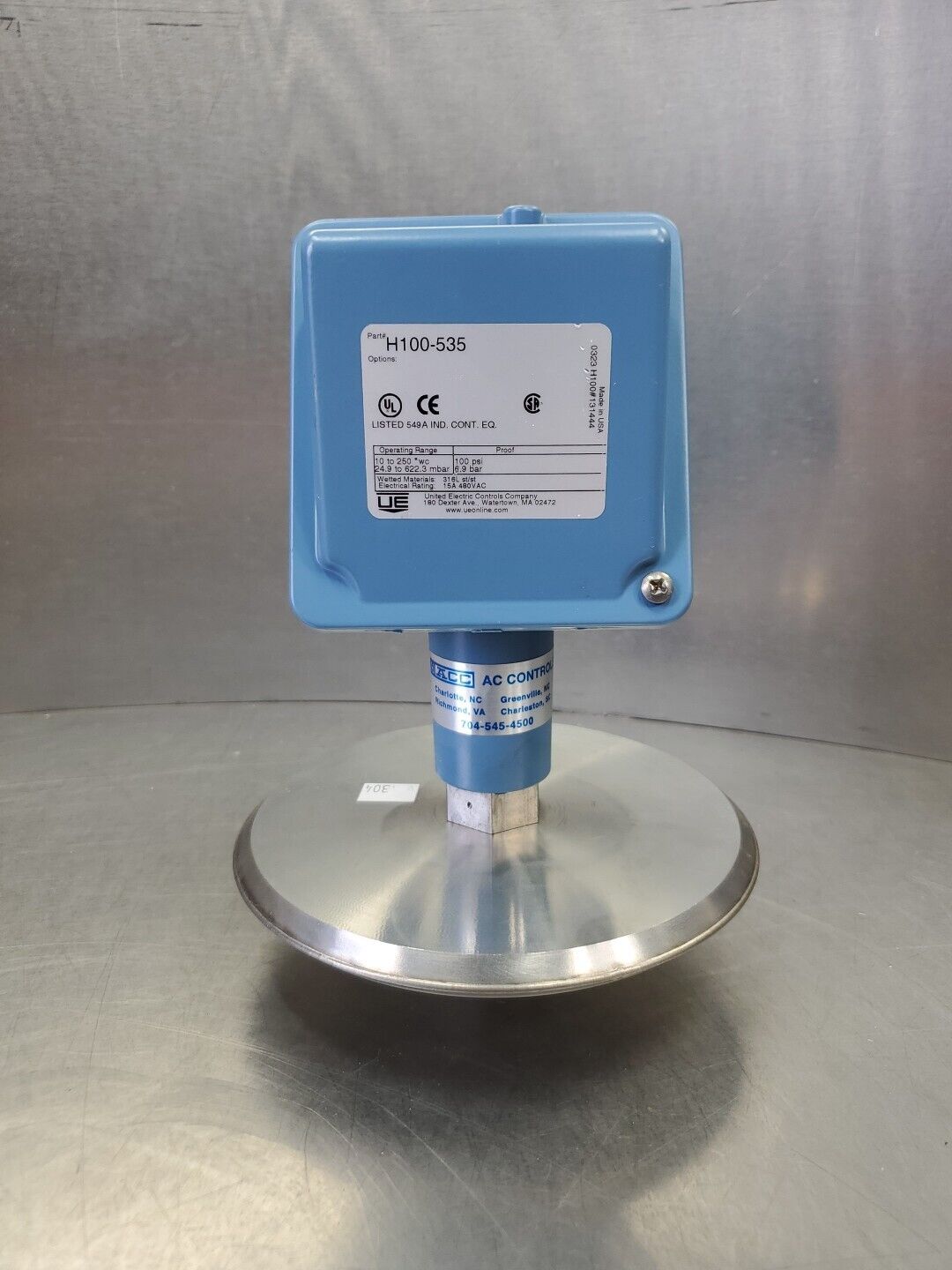 UNITED ELECTRIC H100-535 Pressure Module, 100psi.                          6E-17