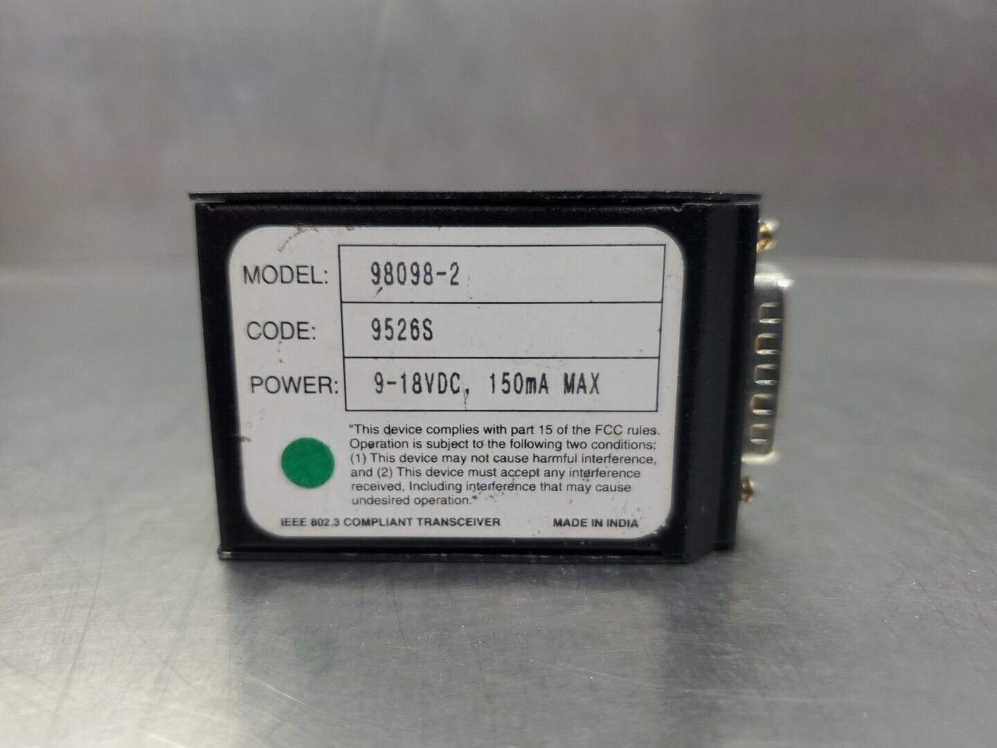 ACSYS 98098-2 10BASE-T Transceiver,  9-18VDC, 150mA.                       5E-16