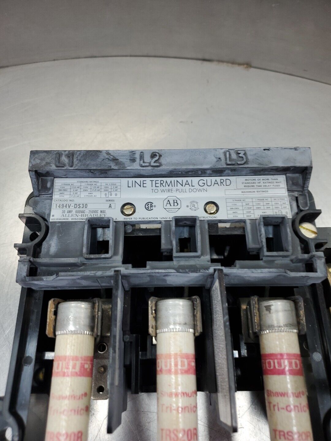 ALLEN BRADLEY 1494V-DS30 DISCONNECT SWITCH, 3PH 30A 600VAC-250VDC          1E-23