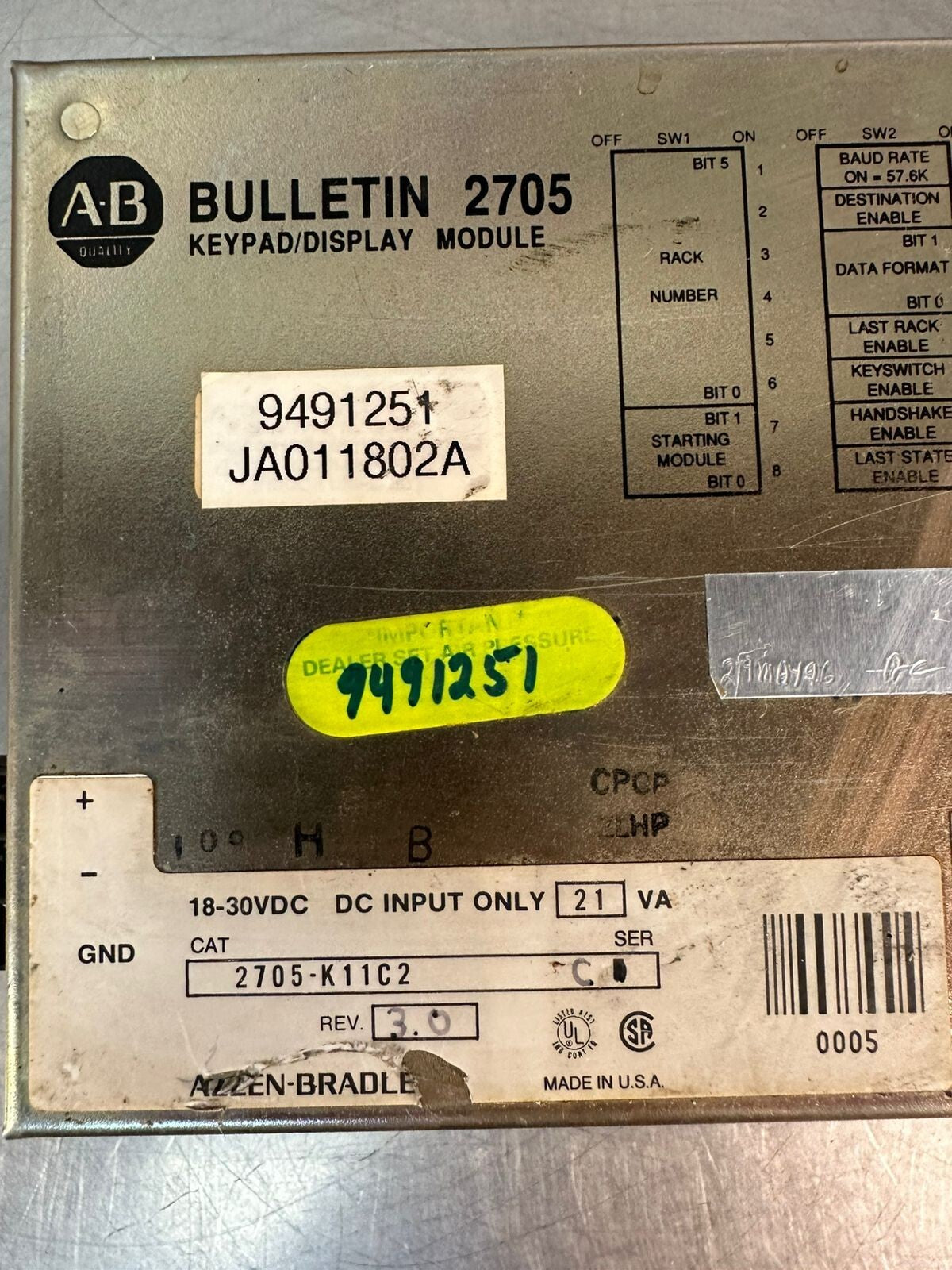 Allen-Bradley 2705-K11C2 /C Bulletin 2705 Keypad/Display Mod.   (3.4.2)