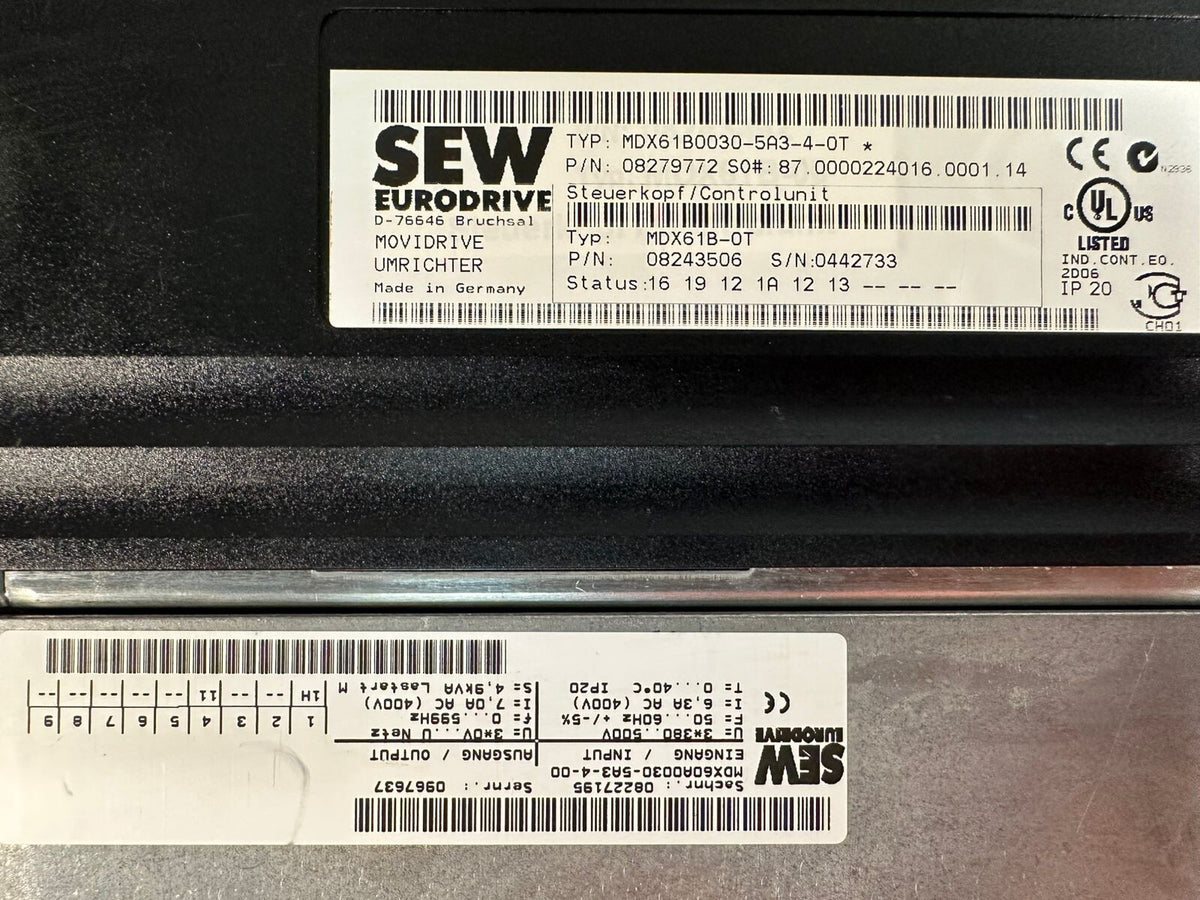 Sew Eurodrive MDX61B0030-5A3-4-0T INVERTER DRIVE 380-500V               (12.5.6)