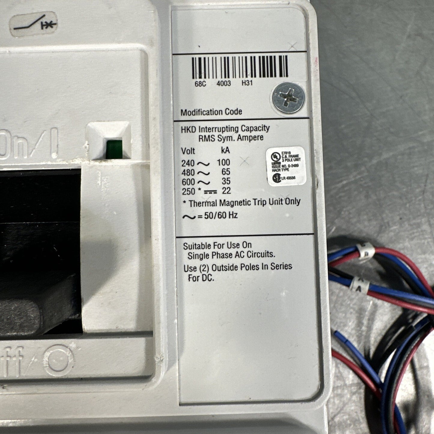 Eaton USD HKD330WC0512 Molded HKD 3P 300A 600V 50/60Hz 3Ph (BIN-1.3.5)