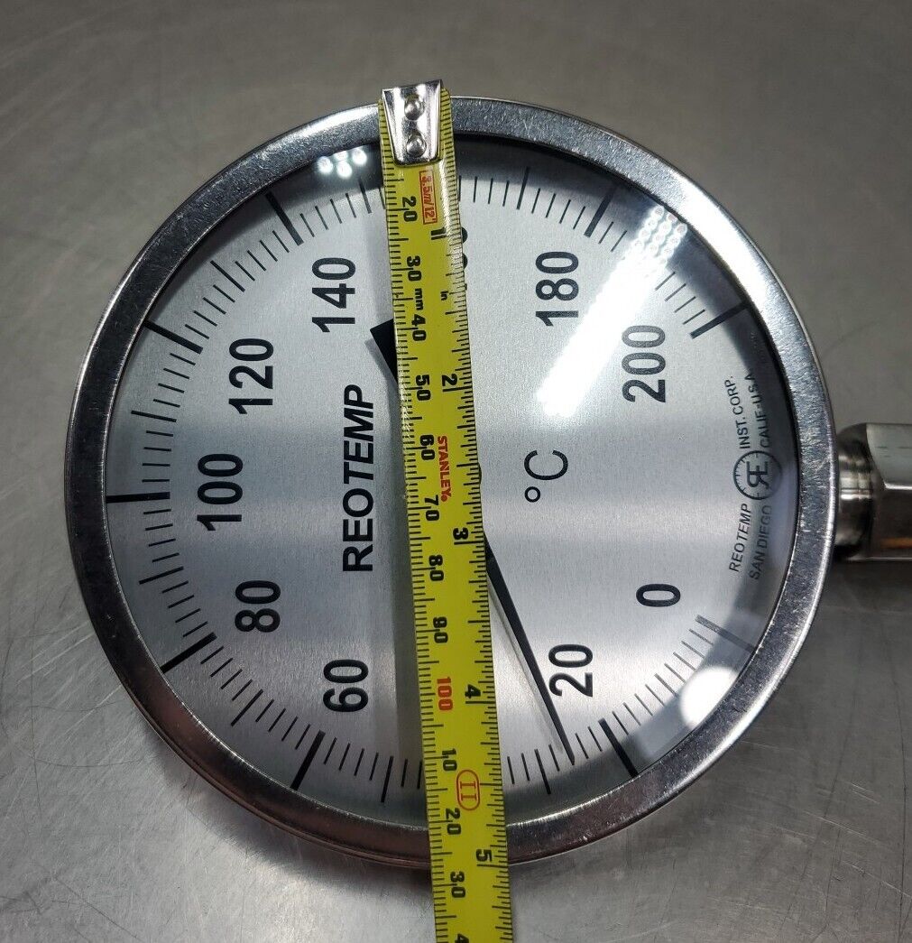 REOTEMP 62395A 0-200°C  Thermometer, 5" FACE, 8-3/4" STEM                   6D-8