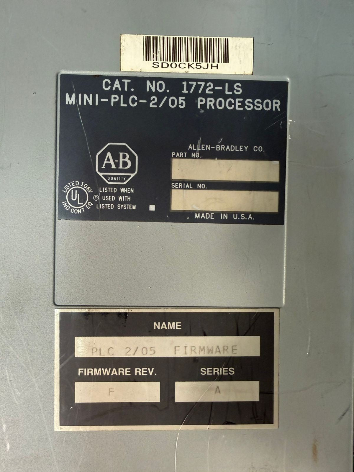 Allen Bradley 1772-LS /A Mini-Plc-2/05 Processor                   (6.4.4)