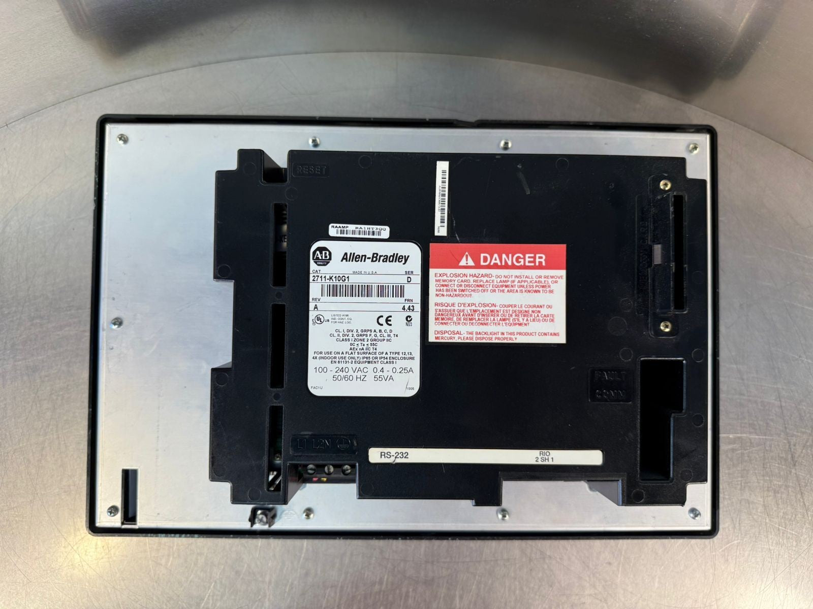 Allen Bradley 2711-K10G1 /D Panelview 1000 Rev .A FRN 4.43 (7.5.1)