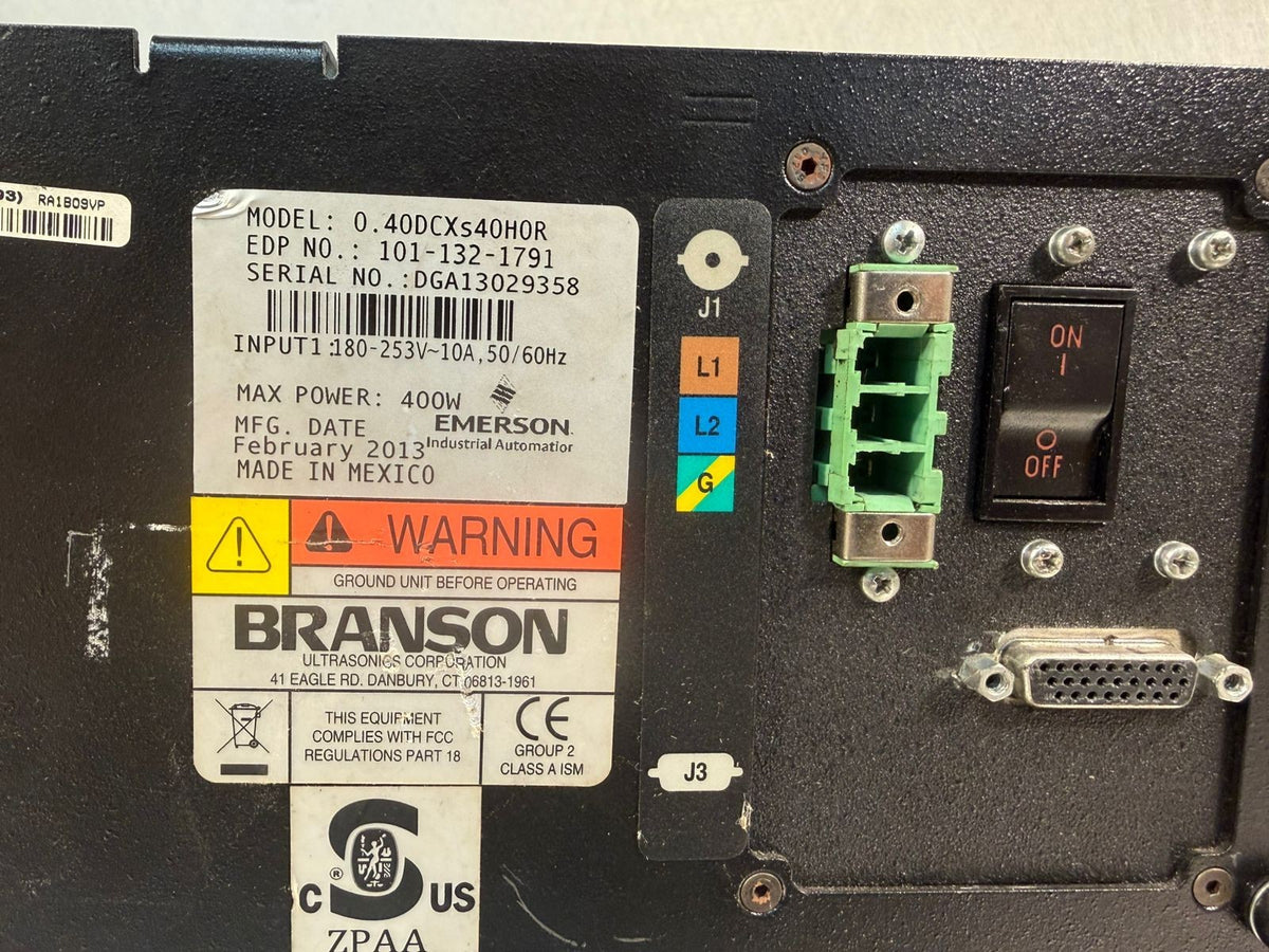 Branson 0.40Dcxs40H0R Power Supply 180-253V 10A 50/60Hz VAC 400W   (7.6.4)