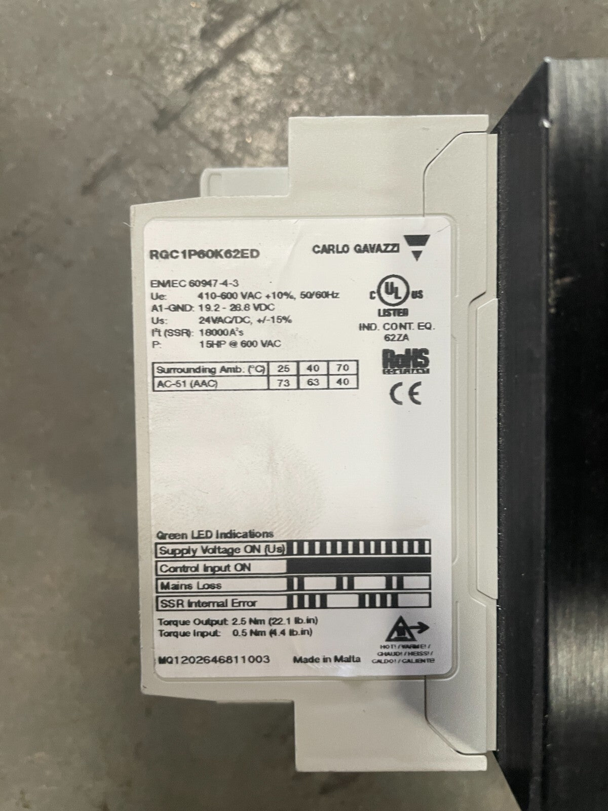 CARLO GAVAZZI Solid State Relay  RGC1P60K62ED  @1E