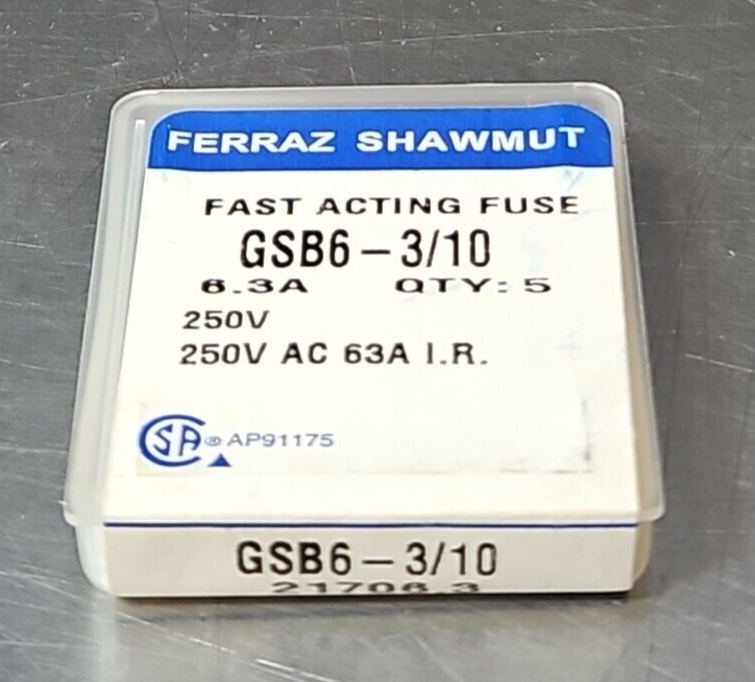 Ferraz Shawmut GSB6-3/10 Fast Acting Fuse 6.3A 250V                      loc4A28