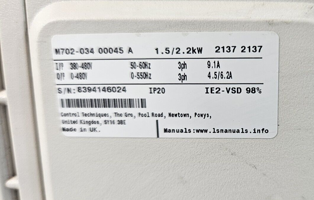 Control Techniques M702-03400045A  1.5/2.2 KW 380-480V                  (BIN553)