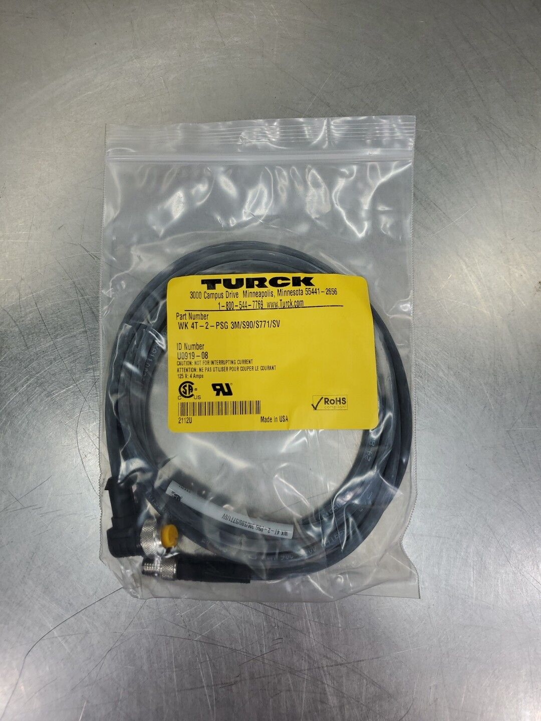 TURCK WK 4T-2-PSG 3M/S90/S771/SV (U0919-08) PLC Cable.                     5A-10