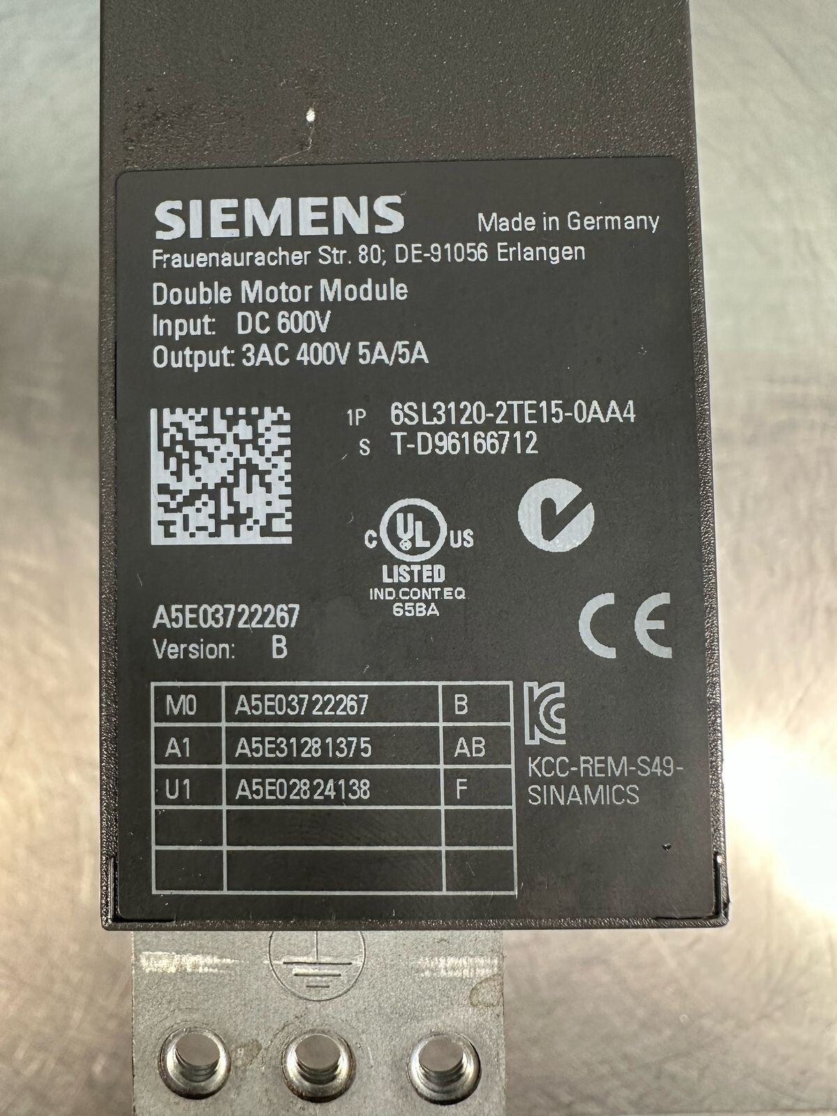 Siemens Sinamics 6SL3120-2TE15-0AA4           (8.4.1)