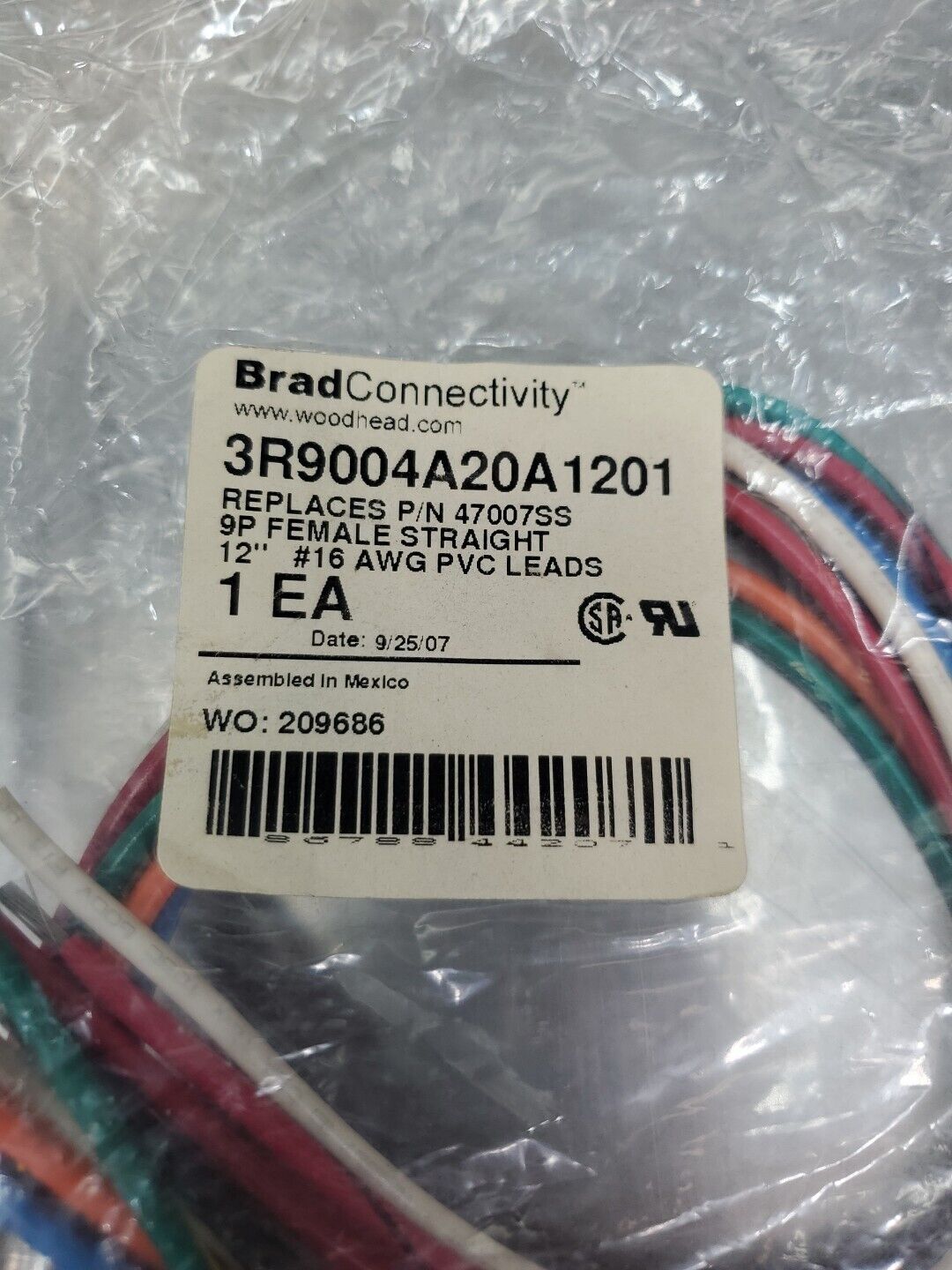 Woodhead/Brad Connectivity 3R9004A20A1201 9P Female Receptacle.         5D-35/9