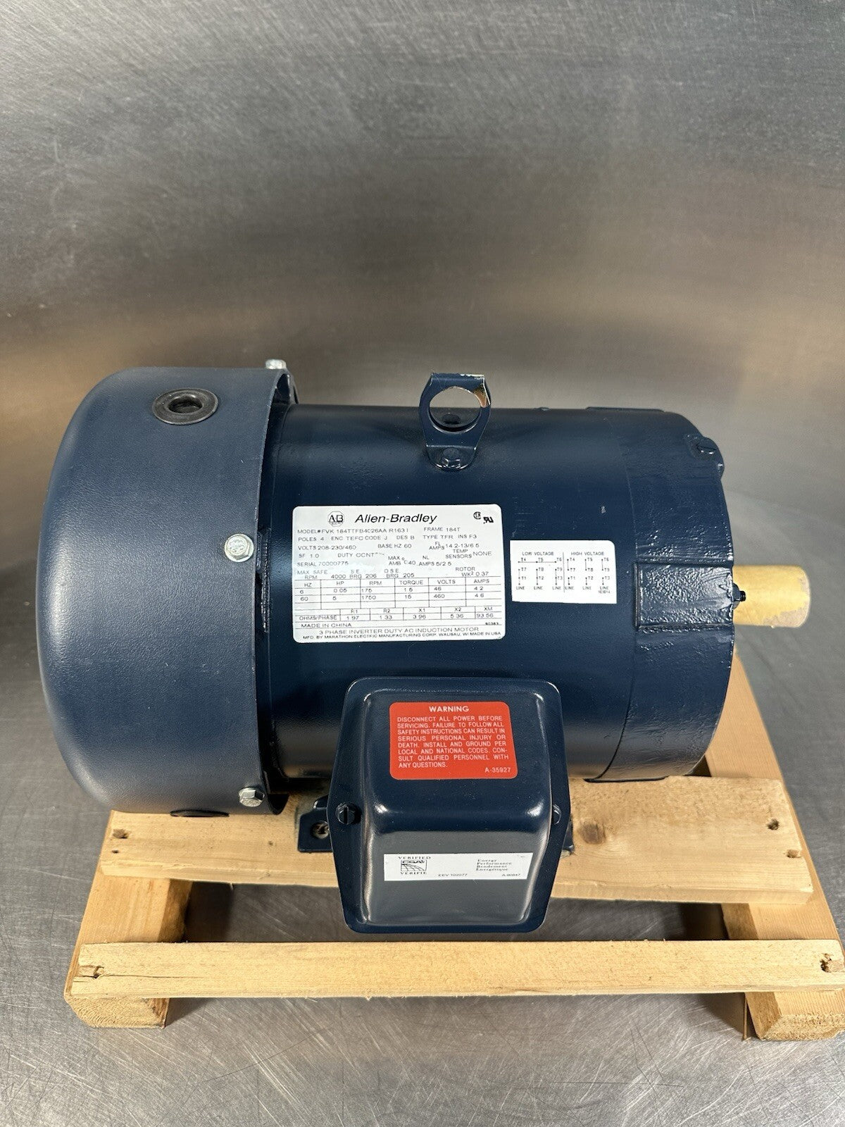 New - Allen Bradley 184TTFB4026AA Electric Motor 1750 RPM           (BIN-7.5.3)
