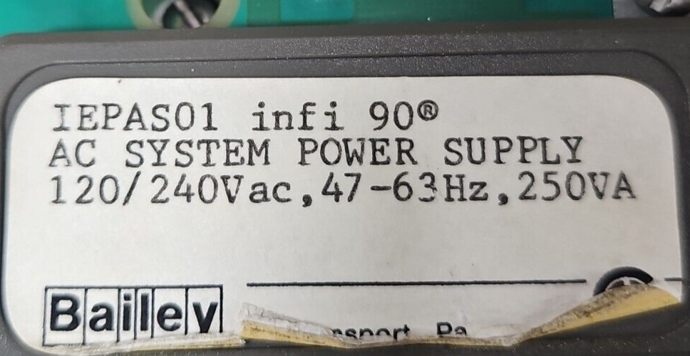 Bailey IEPAS01 Infi 90 AC System Power Supply 120/240V                   loc3C30