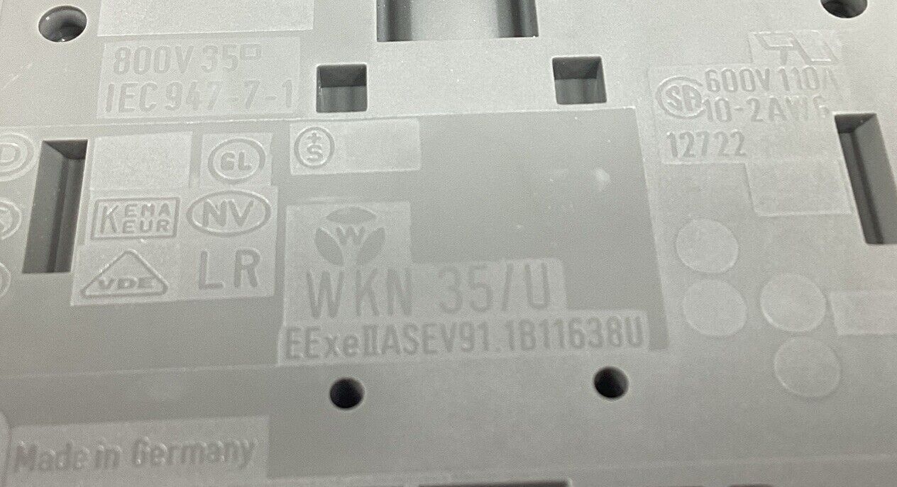 WIELAND  WKN 35/U  IEC 947-7-1  GROUND TERMINAL BLOCK  600V 110A       4C-40