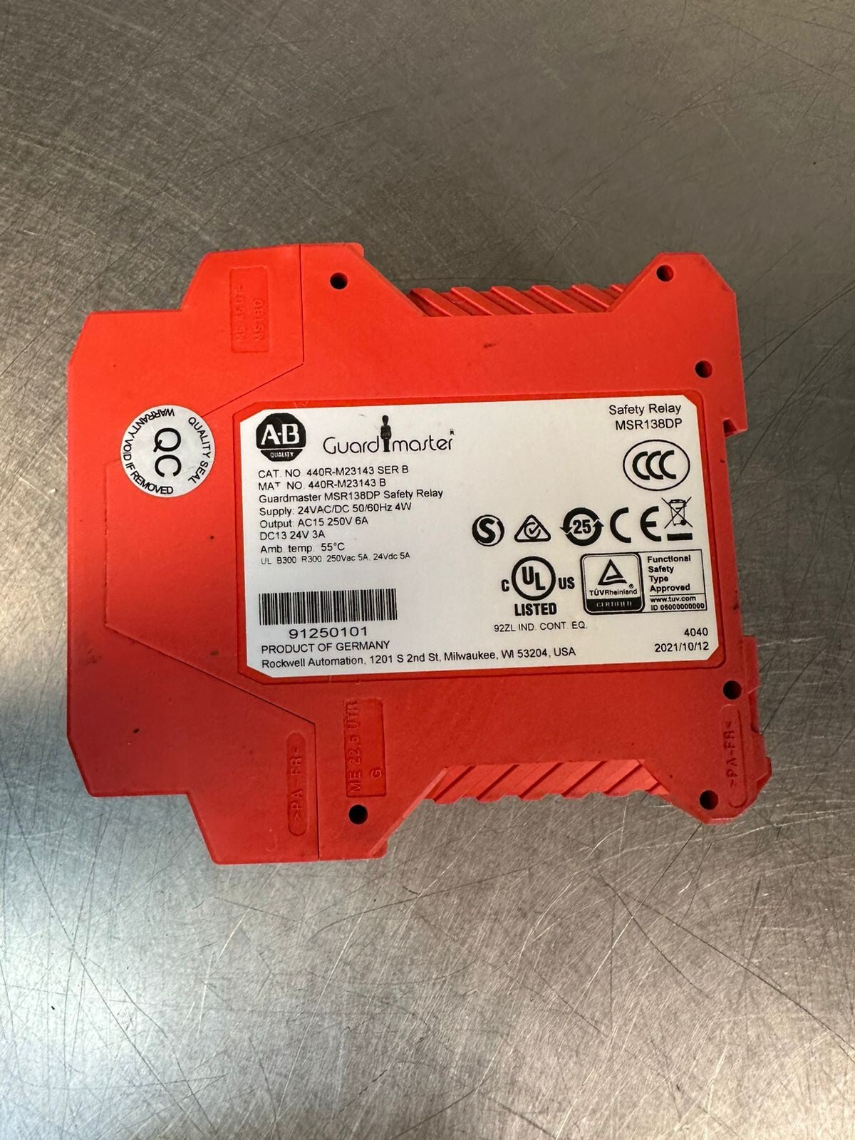 Allen Bradley 440R-M23143 Guardmaster Safety Relay MSR138DP        (3.4.5)