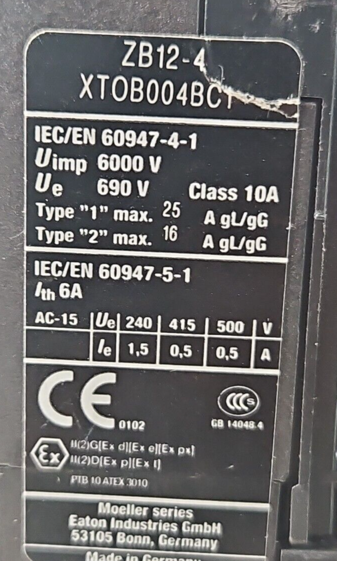 Eaton DIL M7-10 XTCE007B10 Starter Man/Auto Reset                        loc4C13