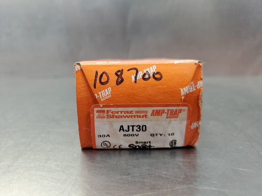 Ferraz Shawmut AJT30 600V, 30 Amp Time Delay, Box of 10.                   4D-34