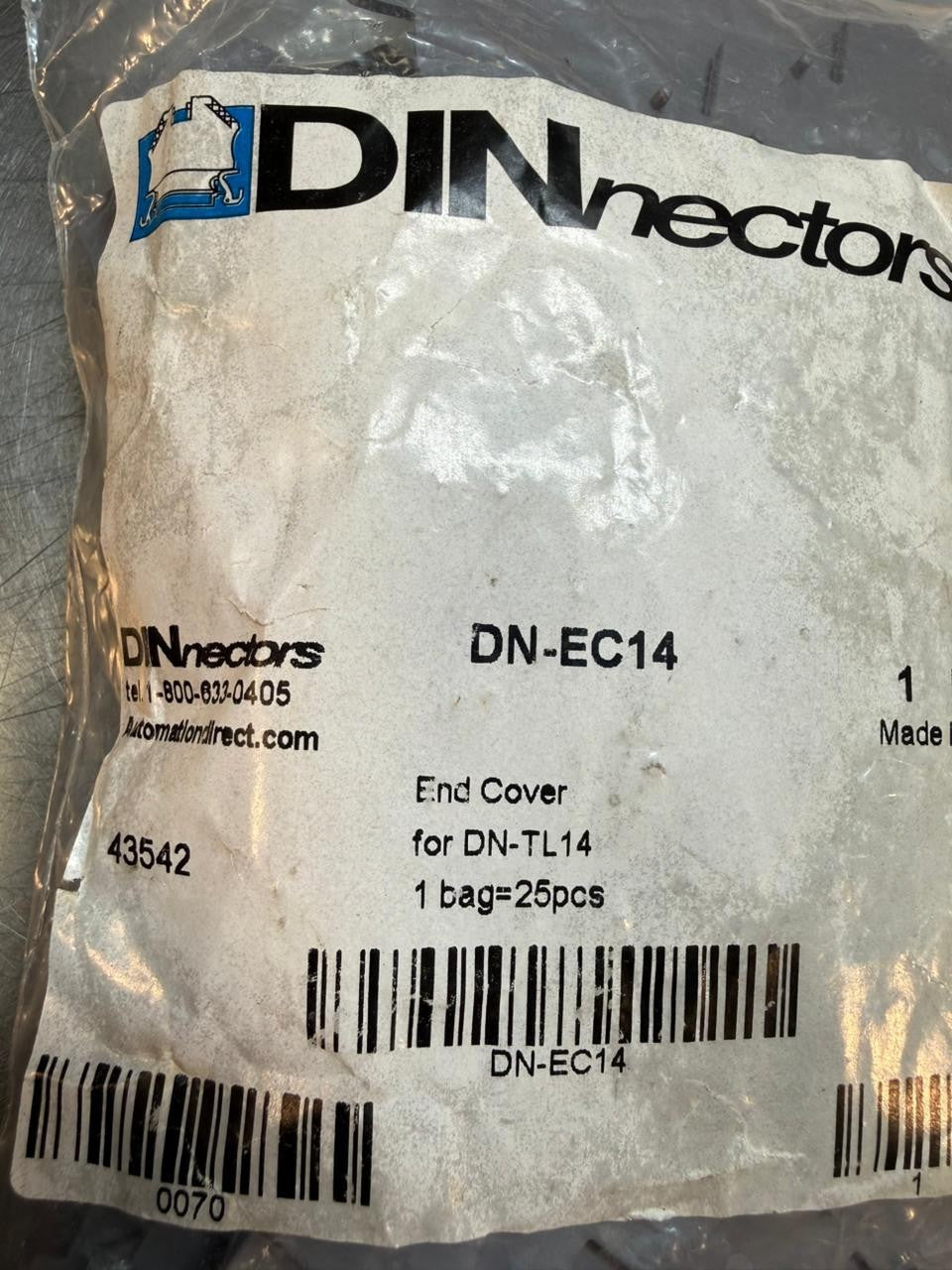 Dinnectors DN-EC14 Terminal Block End Cover Gray Pack of 25 Und    (7.3.2)