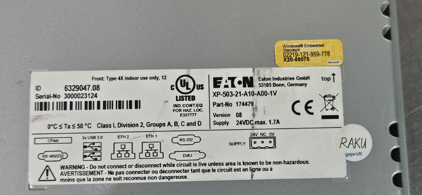 EATON XP-503-21-A10-A00-1V Interface Panel XP50321A10A001V              (BIN655)