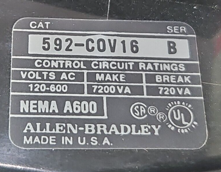 Allen Bradley 592-COV16 Overload Relay                                   loc4D20