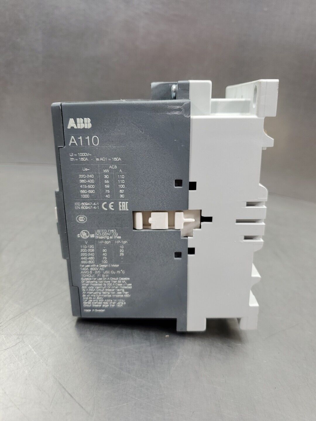 ABB A110-30 3Phase Contactor, 1000V, 180A w/CAL18-11.                      4C-28