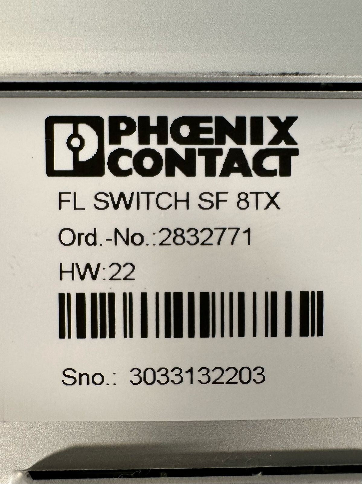 Phoenix Contact FL SWITCH SF 8TX 2832771 ETHERNET SWITCH            (3.1.3)