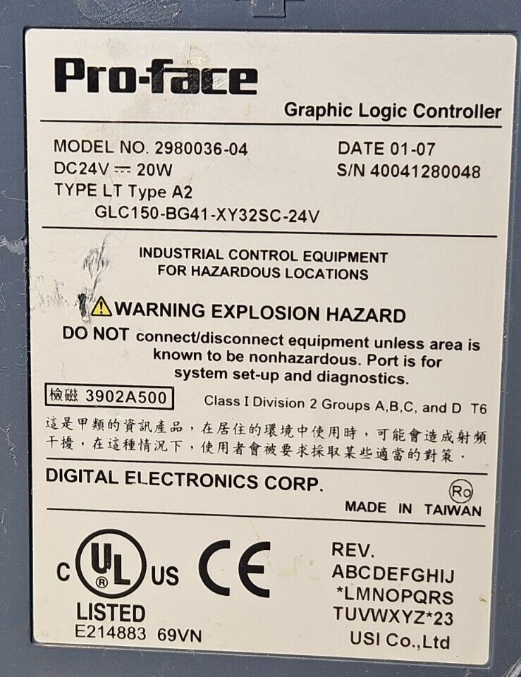 Proface GLC150-BG41-XY32SK-24V LT A2  Graphic Logic Controller          (BIN545)