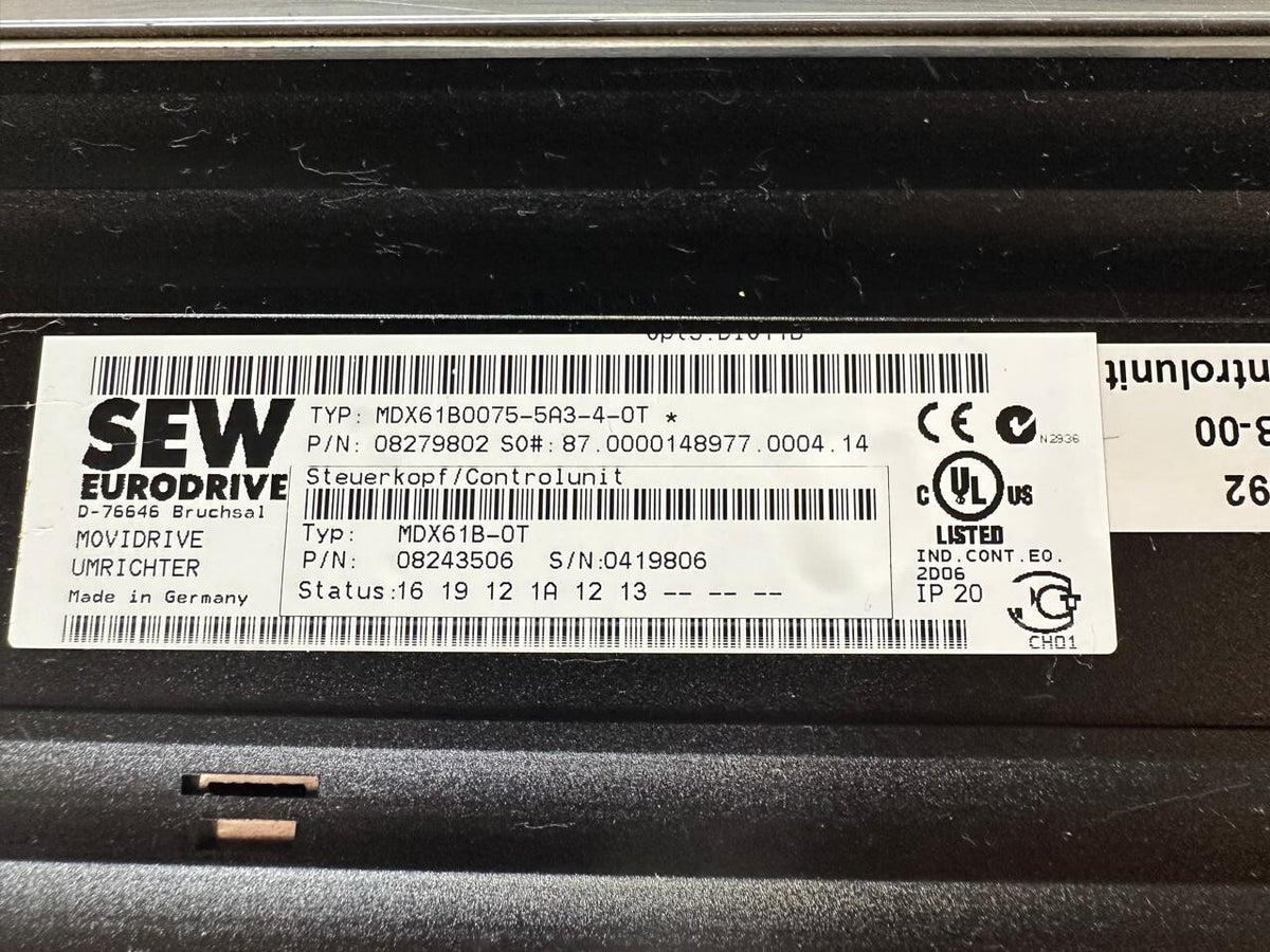 Sew Eurodrive MDX61B0075-5A3-4-0T MOVIDRIVE 08279802                (2.1.1)