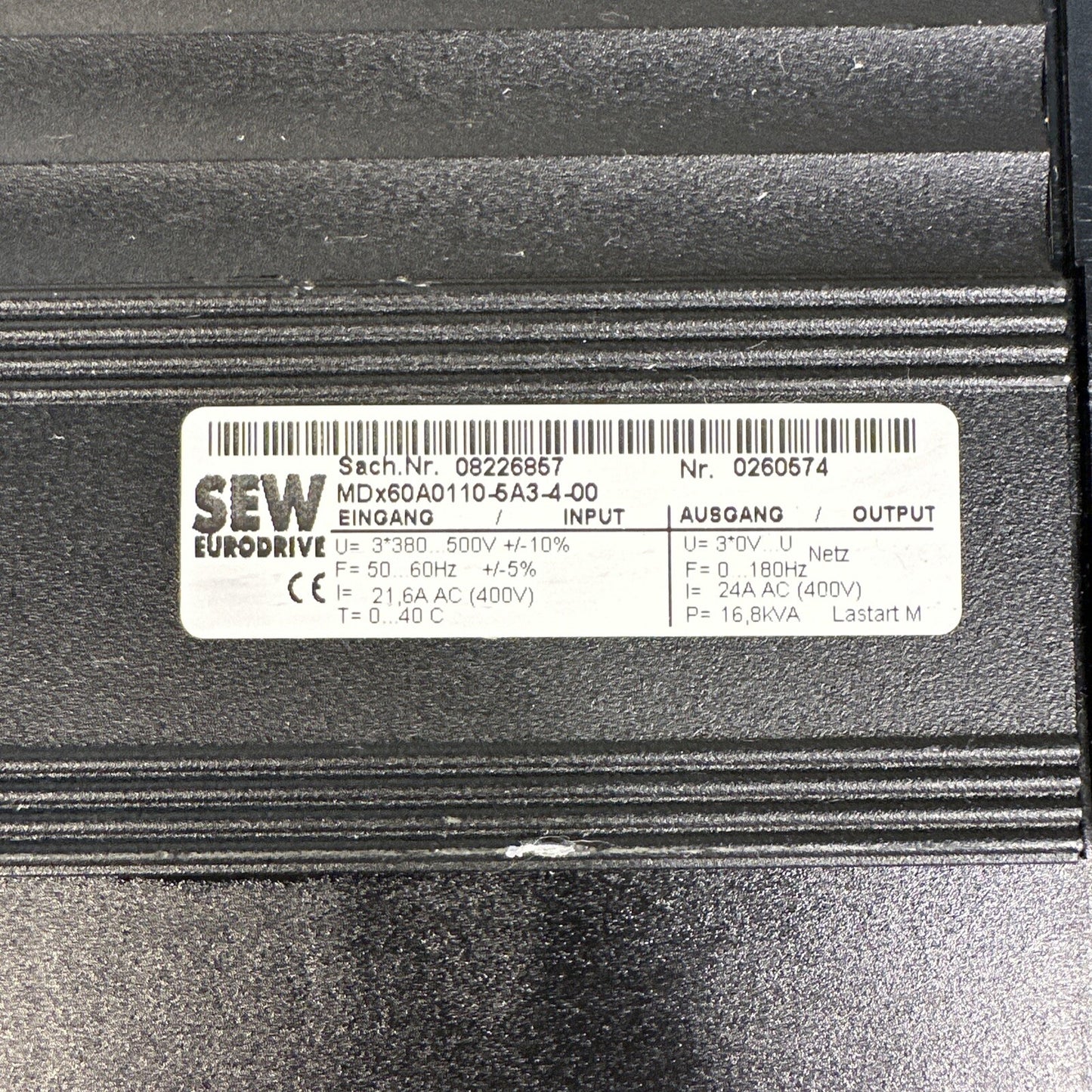 SEW EURODRIVE | MDS60A0110-5A3-4-00 | Movidrive Inverter Drive (BIN-1.6.5)